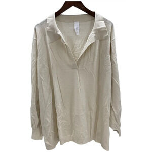 WynneLayers Women's Sweater Knit Polo Ivory - Regular